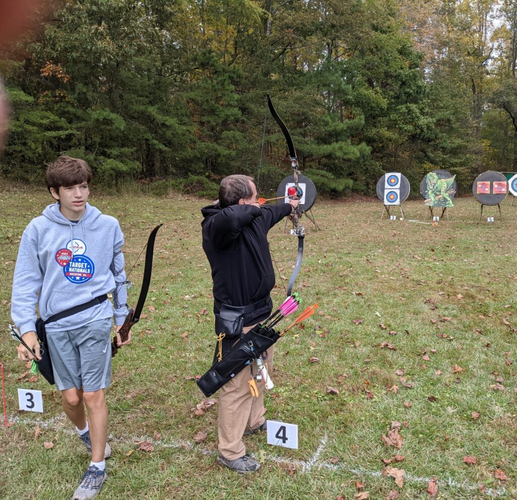 archer shooting at Halloween themed targets